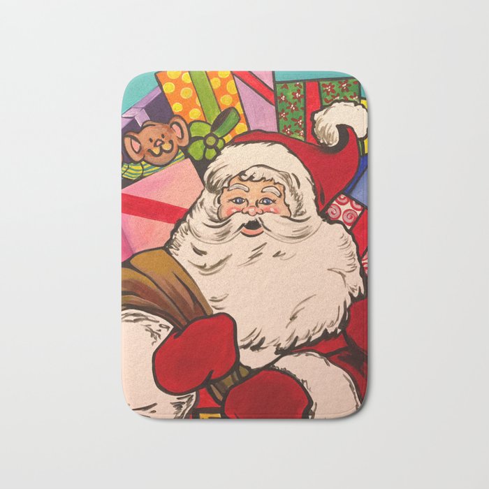 SANTA CLAUS WITH BOXES OF PRESENTS Bath Mat Gallery Image 1