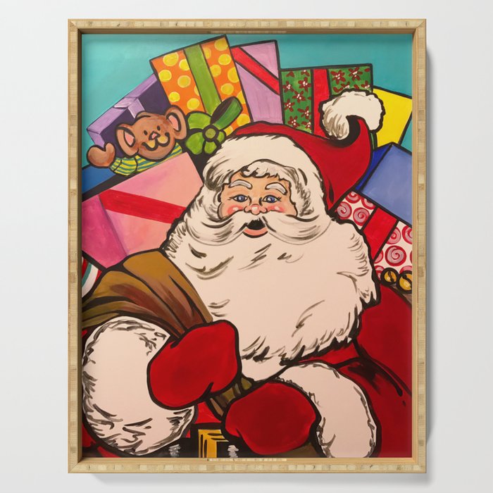 SANTA CLAUS WITH BOXES OF PRESENTS Serving Tray Gallery Image 1