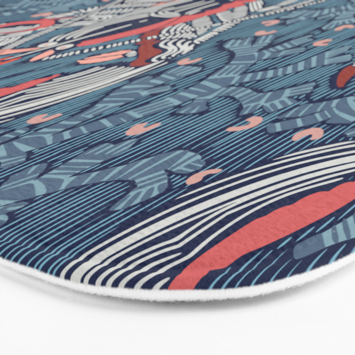 Lobster and crab coastal nostalgia navy Bath Mat Gallery Image 3
