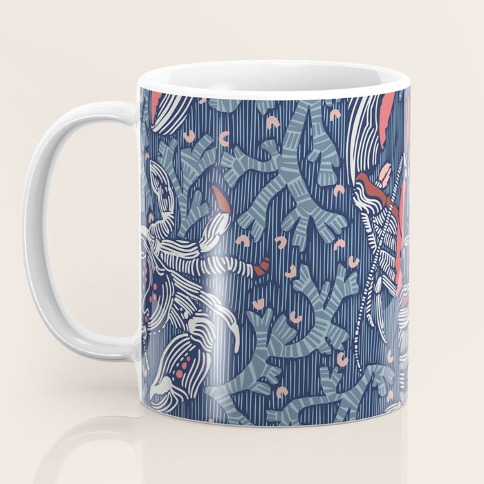 Lobster and crab coastal nostalgia navy Coffee Mug Gallery Image 3