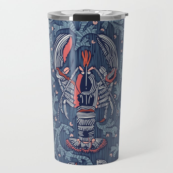 Lobster and crab coastal nostalgia navy Travel Mug Gallery Image 1