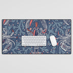 Lobster and crab coastal nostalgia navy Desk Mat Gallery Image 1