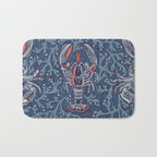 Lobster and crab coastal nostalgia navy Bath Mat Gallery Image 1