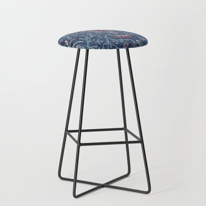 Lobster and crab coastal nostalgia navy Stool Gallery Image 1