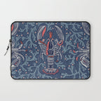 Lobster and crab coastal nostalgia navy Laptop Sleeve Gallery Image 1