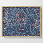 Lobster and crab coastal nostalgia navy Serving Tray Gallery Image 1
