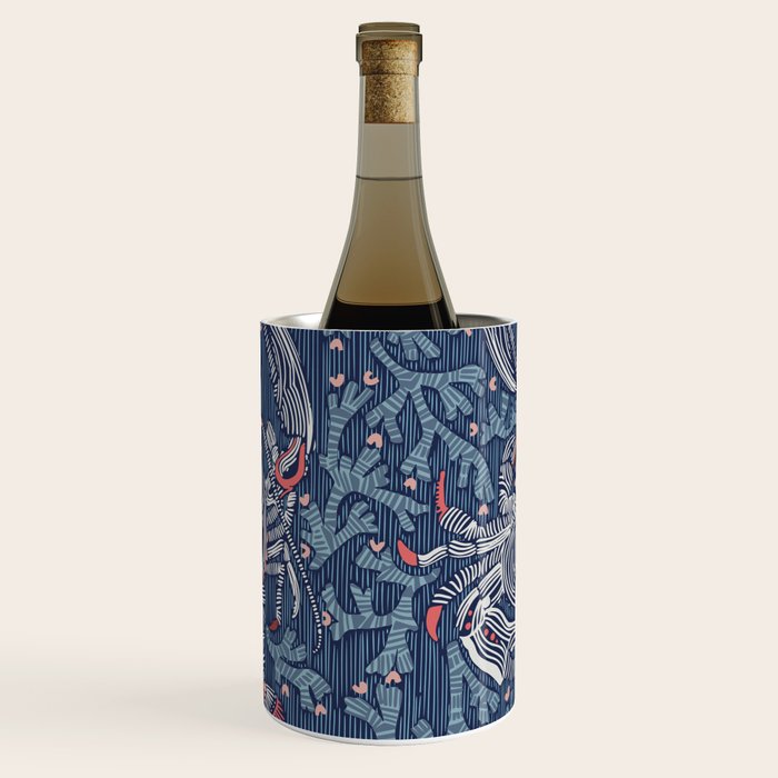 Lobster and crab coastal nostalgia navy Wine Chiller Gallery Image 3