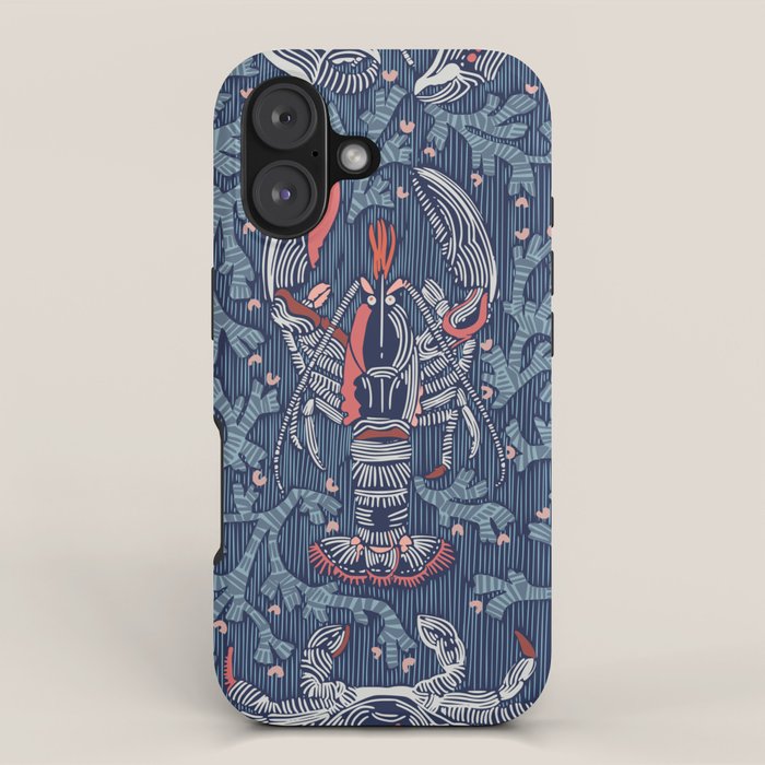 Lobster and crab coastal nostalgia navy iPhone Case Gallery Image 1