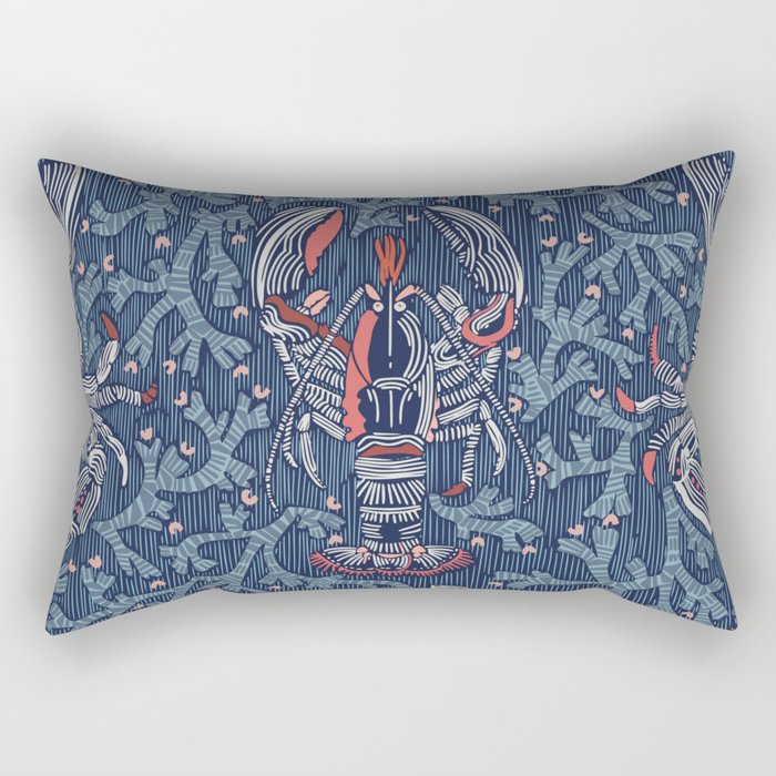 Lobster and crab coastal nostalgia navy Rectangular Pillow Gallery Image 2