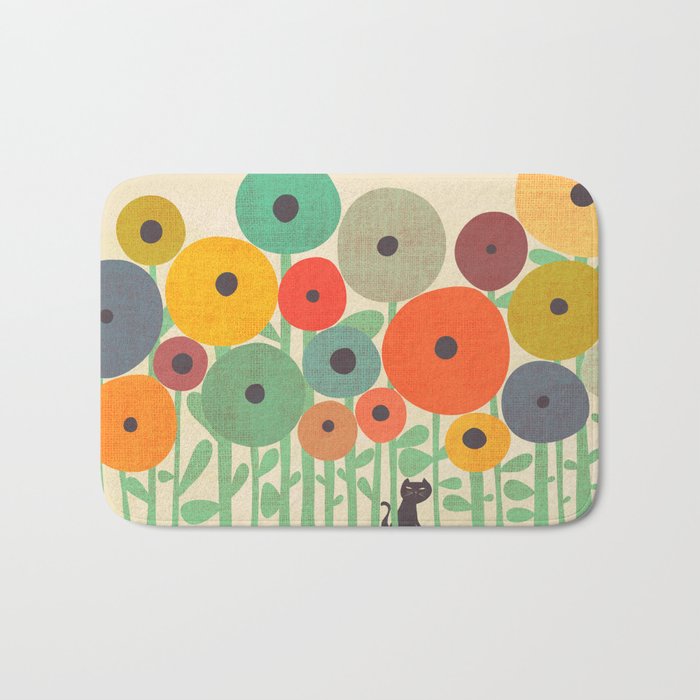 Cat in flower garden Bath Mat Gallery Image 1