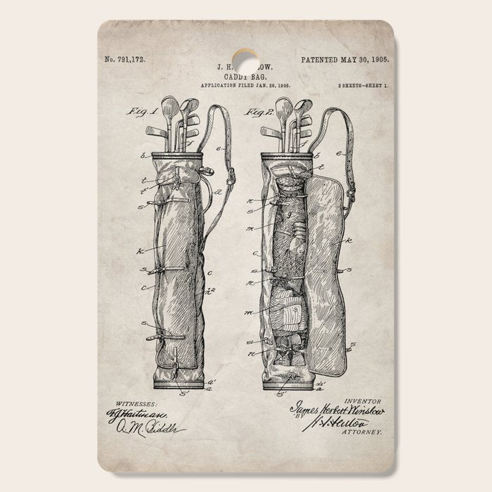 Golf Bag Patent - Caddy Art - Antique Cutting Board Gallery Image 1