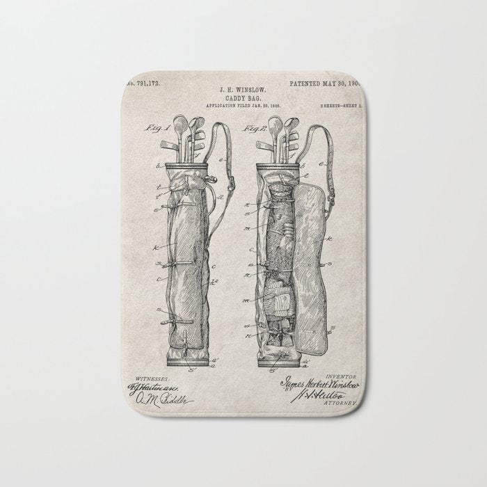 Golf Bag Patent - Caddy Art - Antique Bath Mat Gallery Image 1