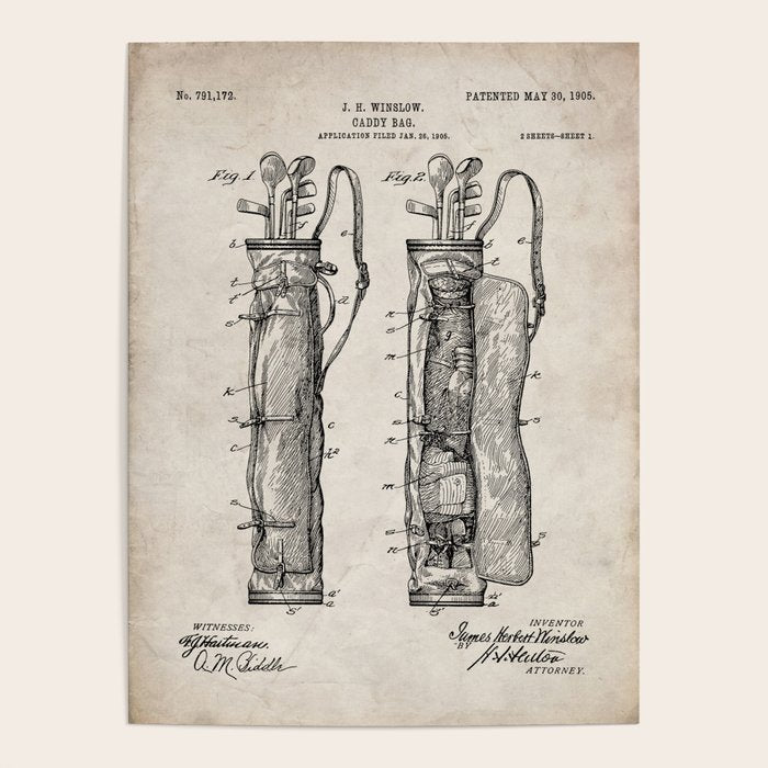 Golf Bag Patent - Caddy Art - Antique Poster Gallery Image 1