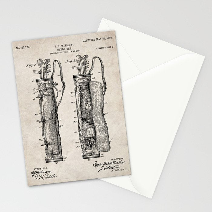 Golf Bag Patent - Caddy Art - Antique Stationery Card Gallery Image 2
