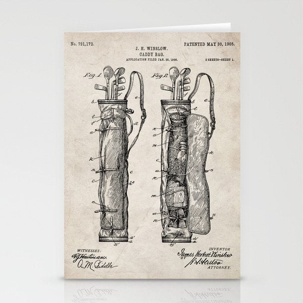 Golf Bag Patent - Caddy Art - Antique Stationery Card Gallery Image 2
