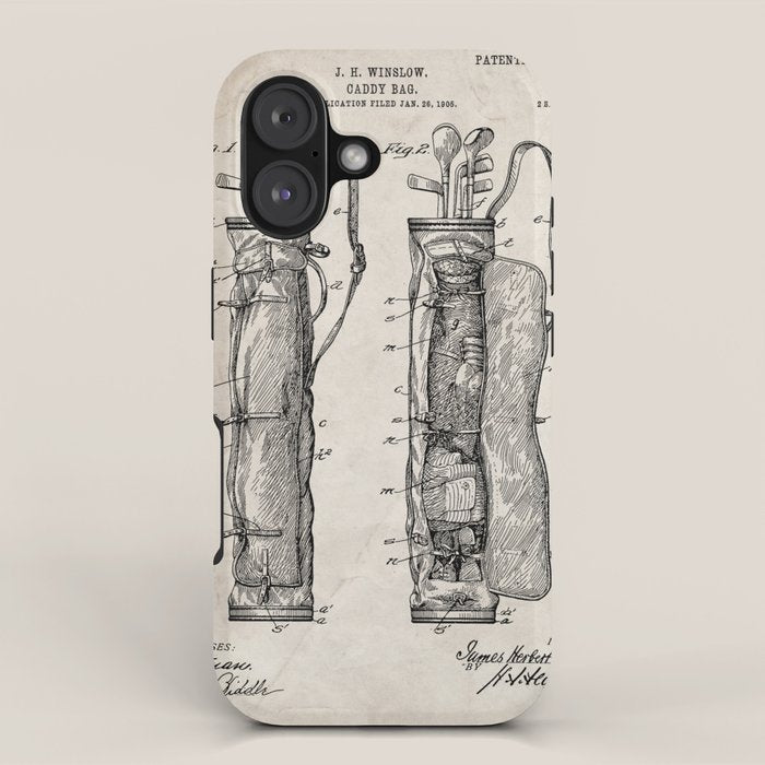 Golf Bag Patent - Caddy Art - Antique iPhone Case Gallery Image 1