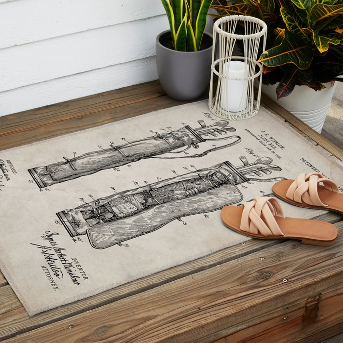 Golf Bag Patent - Caddy Art - Antique Outdoor Rug Gallery Image 2