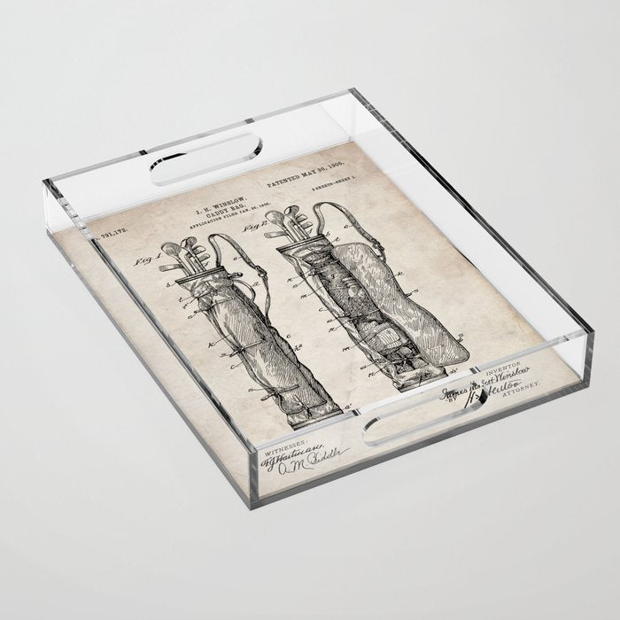 Golf Bag Patent - Caddy Art - Antique Acrylic Tray Gallery Image 1