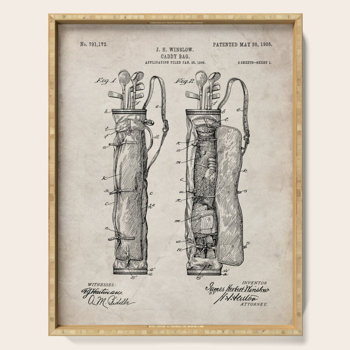 Golf Bag Patent - Caddy Art - Antique Serving Tray Gallery Image 1