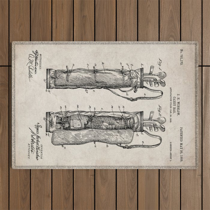 Golf Bag Patent - Caddy Art - Antique Outdoor Rug Gallery Image 1