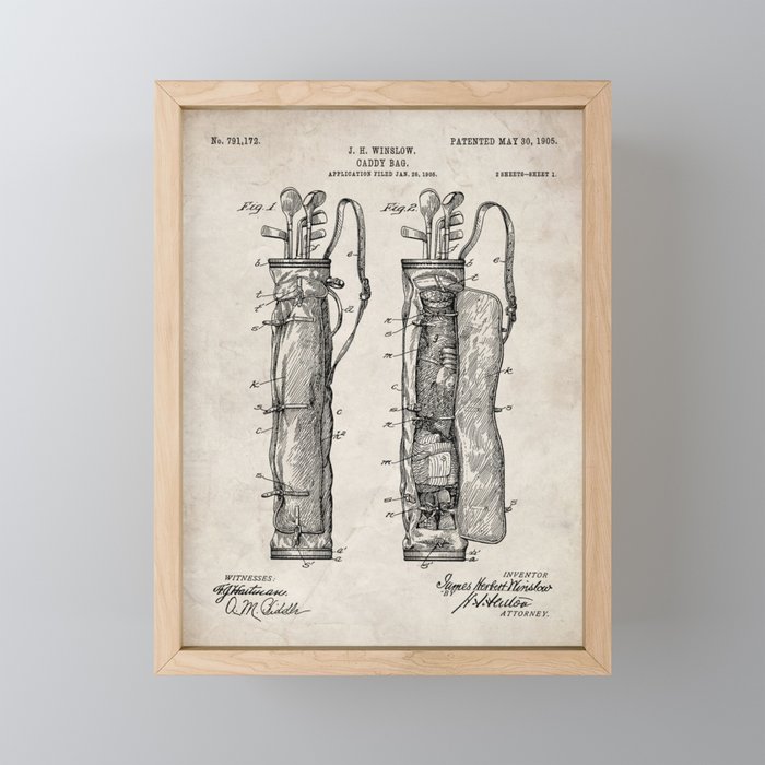 Golf Bag Patent - Caddy Art - Antique Mini Art Print Gallery Image 1