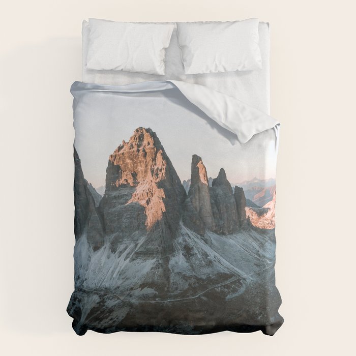 Dolomites sunset panorama - Landscape Photography Duvet Cover Gallery Image 1