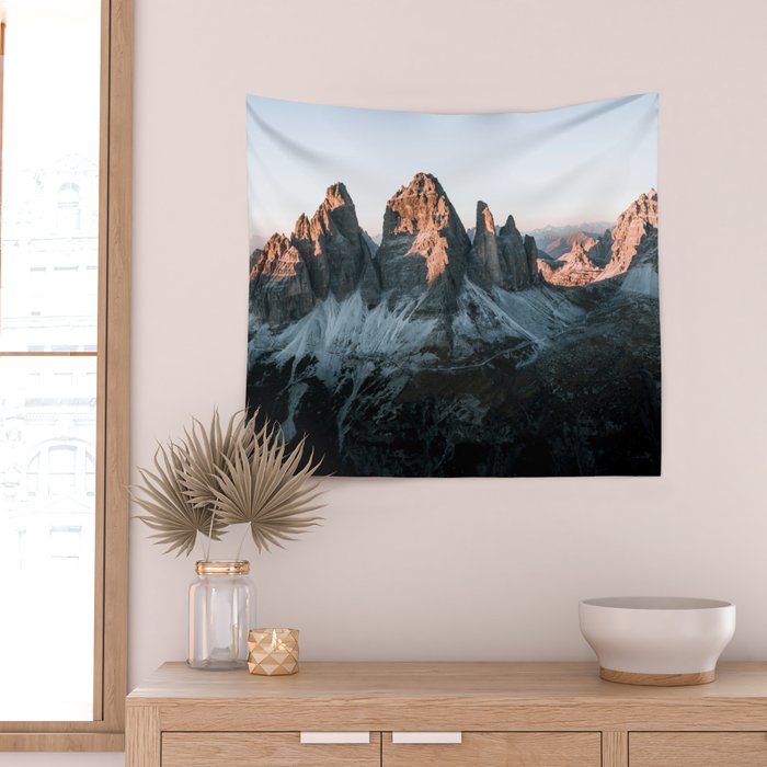 Dolomites sunset panorama - Landscape Photography Wall Tapestry Gallery Image 2