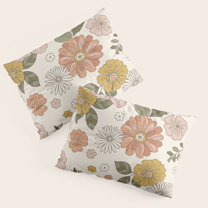 Floral PATTERN in Pink Yellow Green Pillow Sham Gallery Image 3
