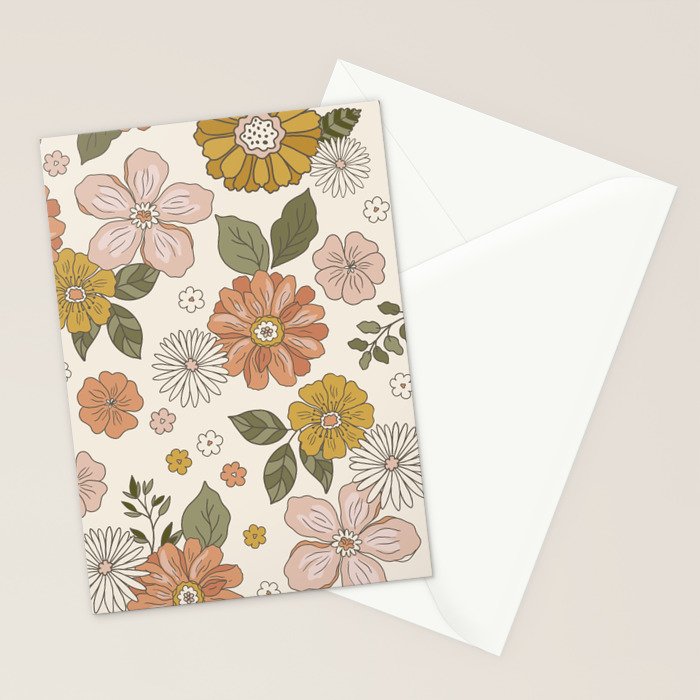Floral PATTERN in Pink Yellow Green Stationery Card Gallery Image 2