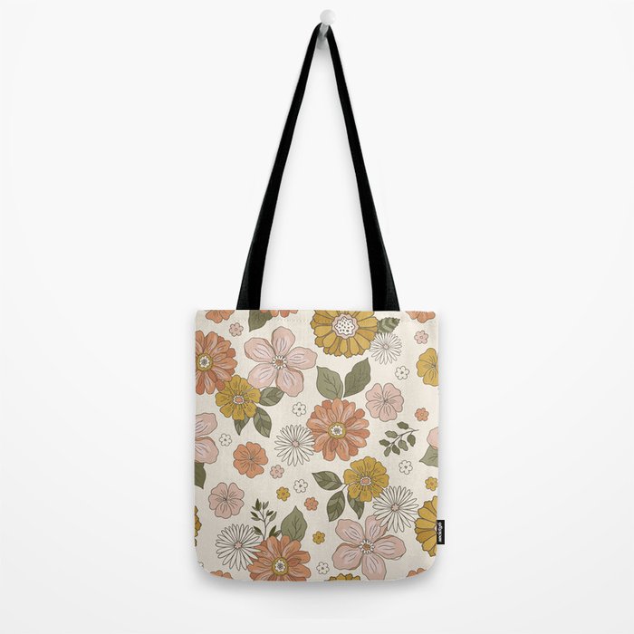 Floral PATTERN in Pink Yellow Green Tote Bag Gallery Image 2