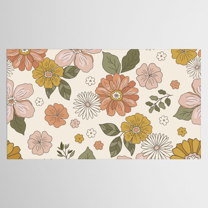 Floral PATTERN in Pink Yellow Green Tablecloth Gallery Image 2
