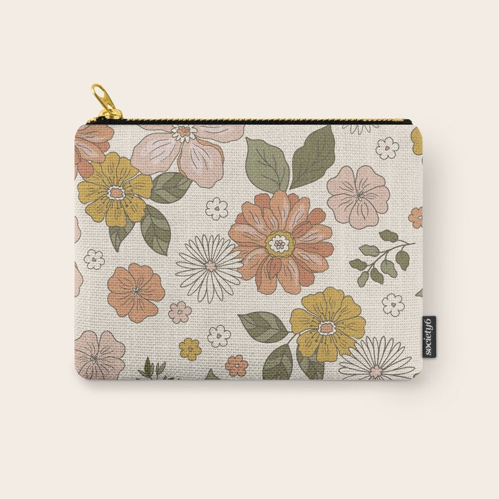 Floral PATTERN in Pink Yellow Green Carry All Pouch Gallery Image 1