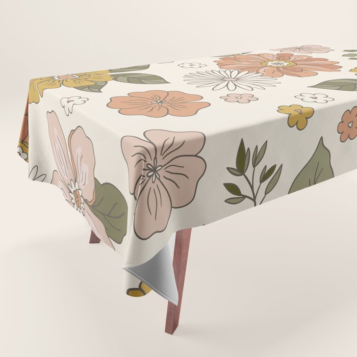 Floral PATTERN in Pink Yellow Green Tablecloth Gallery Image 1
