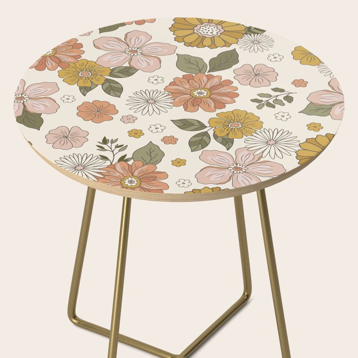 Floral PATTERN in Pink Yellow Green Side Table Gallery Image 2