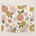 Floral PATTERN in Pink Yellow Green Wall Tapestry Gallery Image 4