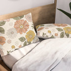Floral PATTERN in Pink Yellow Green Pillow Sham Gallery Image 2