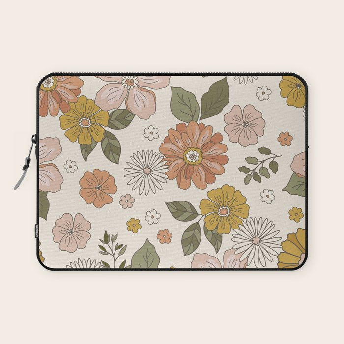 Floral PATTERN in Pink Yellow Green Laptop Sleeve Gallery Image 1