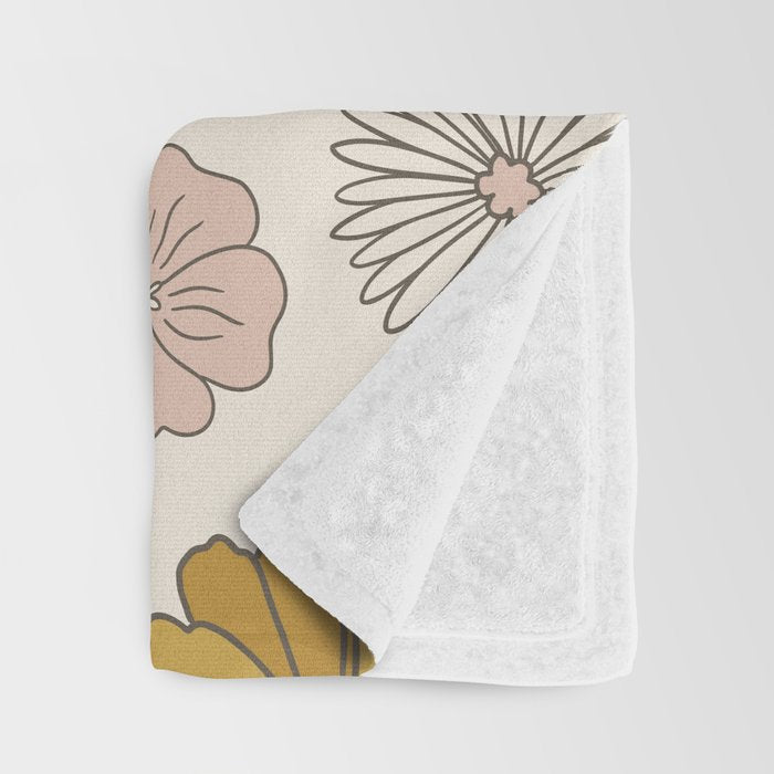 Floral PATTERN in Pink Yellow Green Throw Blanket Gallery Image 3