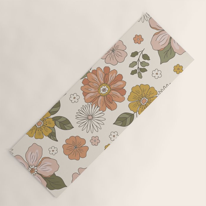 Floral PATTERN in Pink Yellow Green Yoga Mat Gallery Image 1