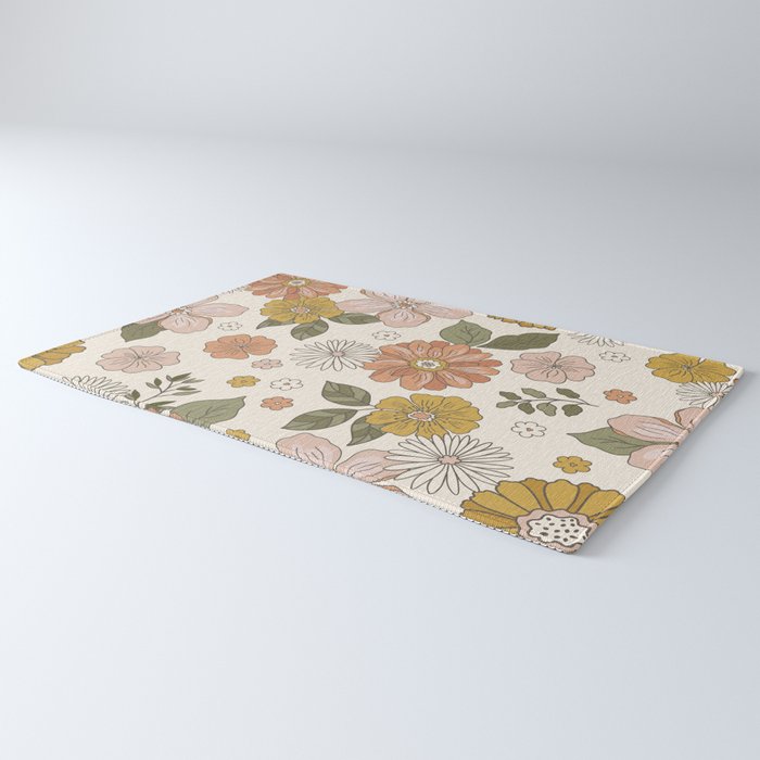 Floral PATTERN in Pink Yellow Green Rug Gallery Image 3
