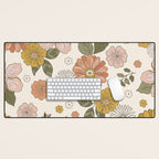 Floral PATTERN in Pink Yellow Green Desk Mat Gallery Image 1