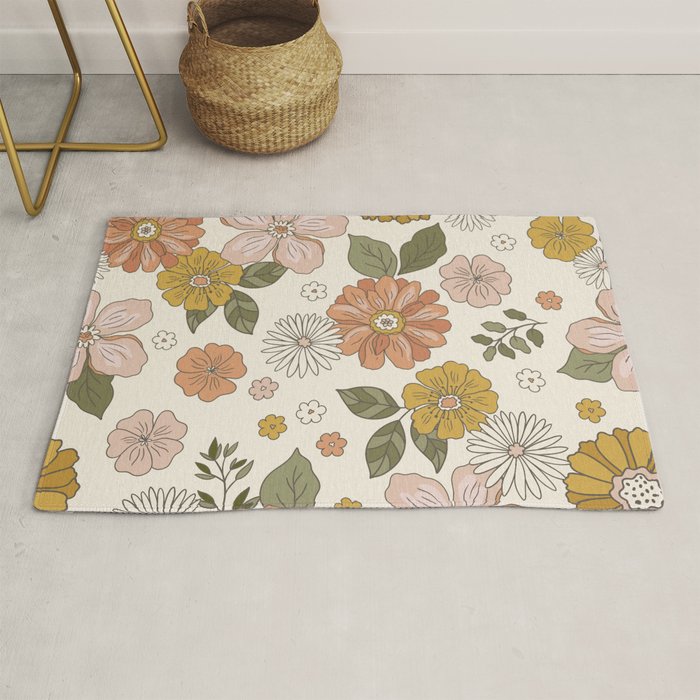 Floral PATTERN in Pink Yellow Green Rug Gallery Image 1