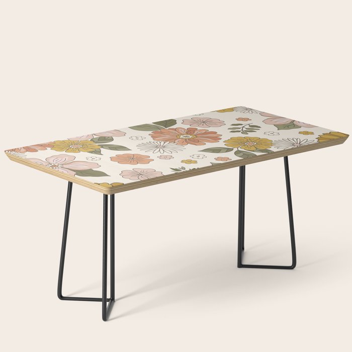 Floral PATTERN in Pink Yellow Green Coffee Table Gallery Image 1
