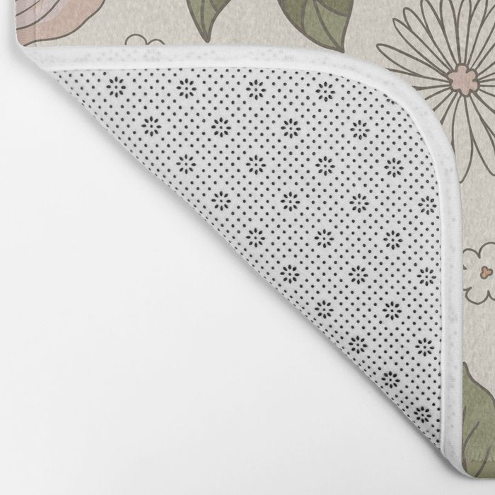 Floral PATTERN in Pink Yellow Green Bath Mat Gallery Image 2
