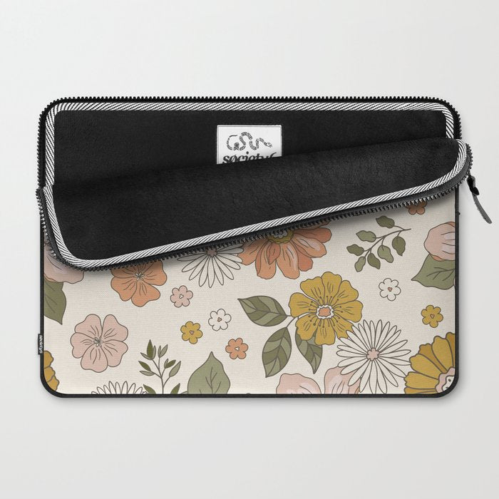 Floral PATTERN in Pink Yellow Green Laptop Sleeve Gallery Image 2