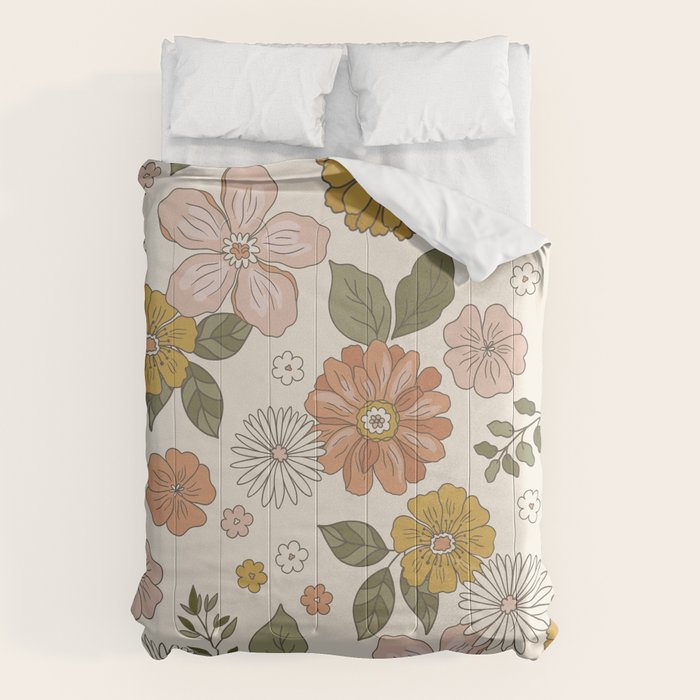 Floral PATTERN in Pink Yellow Green Comforter Gallery Image 1