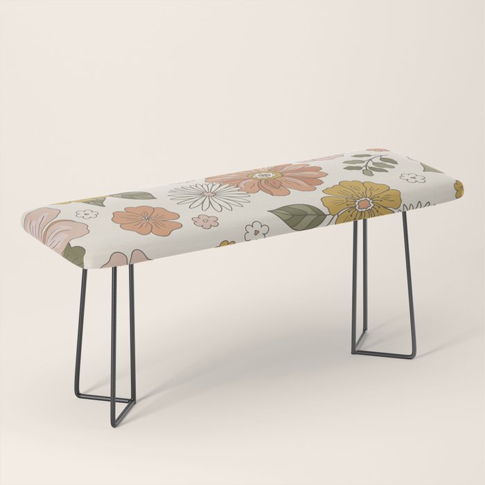Floral PATTERN in Pink Yellow Green Bench Gallery Image 1
