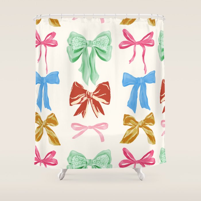 Holiday colorful bows Shower Curtain Gallery Image 1