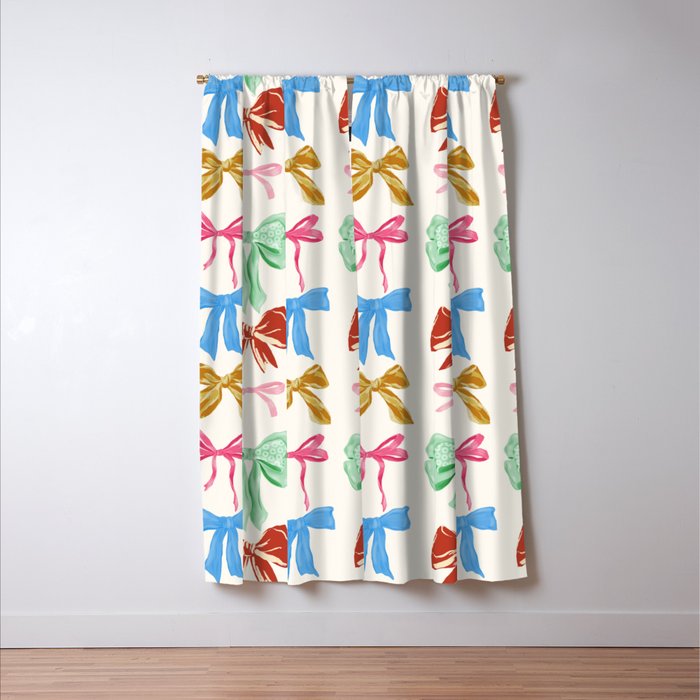Holiday colorful bows Window Curtain Gallery Image 3