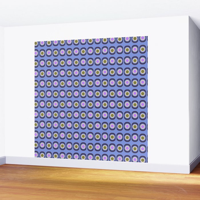 Mid-century Modern Pattern - Blue Wall Mural Gallery Image 2